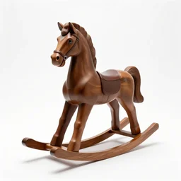 mid-century rocking horse, professional product shot, isolated on a pure white background, centered, entire object in frame, sharp focus, soft studio lighting