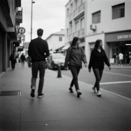 analog street photo reflection, optical illusion