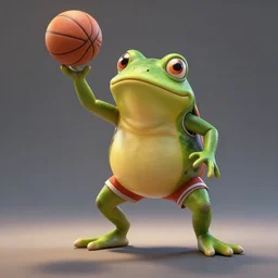 a six foot tall anthropomorphic toad playing basketball, style of maurice sendak, unreal engine, 4 k, artstation, ultra realistic, dynamic lighting, dynamic shadow