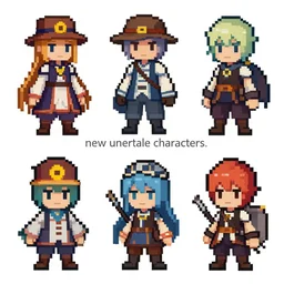 “ pixel art designs of new undertale characters. ”