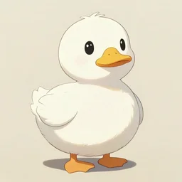 gouache matte painting!!!! a wholesome animation key shot cute adorable tiny fat white duck portrait, sanrio character, plain background, studio ghibli, pixar, disney animation, sharp, rendered in gouache painting, anime key art by makoto shinkai, greg rutkowski, dramatic, animal crossing character