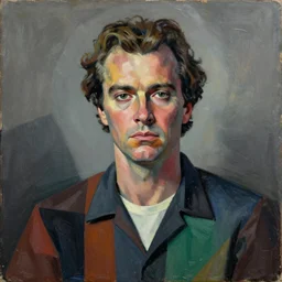 young jack nicholson painted in cubist style by picasso