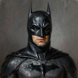 A portrait of Alan Rickman as Batman, oil painting