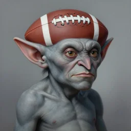 Beautiful hyperrealistic detailed matte portrait painting of a grey goblin with head shaped like football and a triangular pignose, by andreas rocha and john howe, and Martin Johnson Heade, featured on artstation, featured on behance, golden ratio, f32, well composed, cohesive