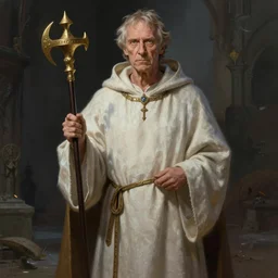 Ian McKellen as a medieval, christian monk, fantasy concept art