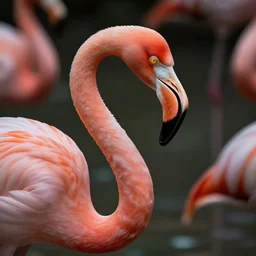 A flamingo with human arms, photography, realistic