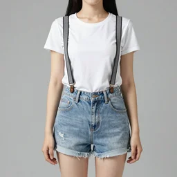 a woman with long black hair in shorts with suspenders and white t-shirt drawn by frank frazetta, Alexandre Cabanel, norman rockwell, peter paul rubens, maler collier, alphonso azpiri, alphonse mucha, gustav klimt 4k, unreal 5, DAZ, french noveau, trending on artstation, octane render, hyperrealistic