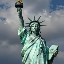 statue of liberty painted in german expressionist style by a triceratops