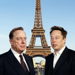 adolf hiter at the eiffel tower with elon musk