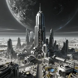 “Cyberpunk apocalyptic lunar city with robots in a futuristic planet, hypermaximalistic, low color saturation, high details, cinematic, 8k resolution, beautiful detailed, insanely intricate details, artstation trending, octane render, unreal engine”
