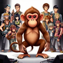 punk monkey listen to some sick beats, extremely detailed, sharp focus, wide view, full body shot, smooth, digital illustration, by james jean, by rossdraws, frank franzzeta, mcbess, sakimichan, brosmin, danton fadeev, steve simpson
