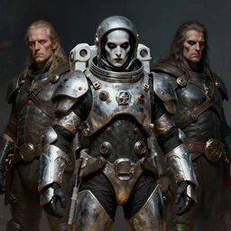 portrait of a goth astronaut soldier wearing armor by simon bisley, john blance, frank frazetta, fantasy, barbarian