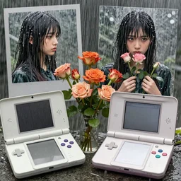 ill bring u flowers in the pouring rain, shojo, collage, ps 2, nintendo ds, dreamcast, mixed media