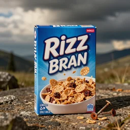a box of razor bran flakes breakfast cereal now with extra rusty nails