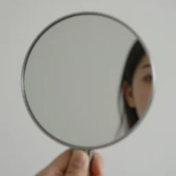 closeup of hand mirror reflection