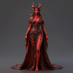 full length complex 3 d hyper realistic smooth ultra sharp render of a gorgeous!! robed princess demoness sorceress woman | beatiful demon girl, red skin | d & d, medieval, fantasy | art by oh jinwook + 吵 集 仁 儿 on artstaion + takeshi obata + alphonse mucha + wlop