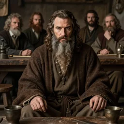 henry cavill as a wise sage sitting in a tavern, portrait by gaston bussiere, j. c. leyendecker, craig mullins, donato giancola, greg rutkowski, symmetry!!, realistic face, highly detailed, sharp focus