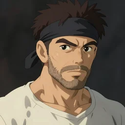 musculated athlete with a light beard, a black band on his head, he wears a white shirt, art by studio ghibli and j. c. leyendecker and greg rutkowski and artgerm and ilya kuvshinov, portrait, d & d, fantasy, highly detailed, digital painting, headshot, trending on artstation, concept art, sharp focus, illustration