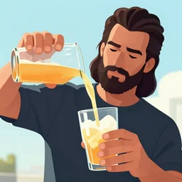 close up of max payne pouring a drink, sun shining, photo realistic illustration by greg rutkowski, thomas kindkade, alphonse mucha, loish, norman rockwell.