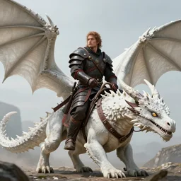 fantasy character portrait, leather armor male human ranger riding a white dragon, ultra realistic, wide angle, intricate details, sharp focus, highly detailed