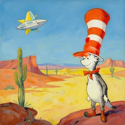 Arizona desert landscape in the style of Dr. Seuss, starships, painting by Raphael Lacoste