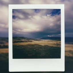 polaroid of a surreal artsy scene, double exposure