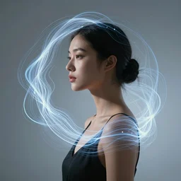 a portrait of an elegant lady, quantum wavetracing