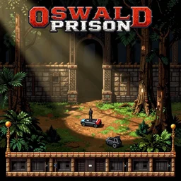 Oswald prison as a Sega Mega Drive Genesis sidescroller game