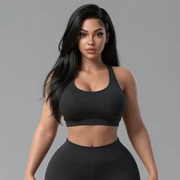 photorealistic 3 d render of kim kardashion as an impossibly curvy anime girl wearing a gym outfit, by artgerm and earl norem, featured on pixiv, booru, exaggerated proportions, high resolution digital art, 4 k, beautiful symmetric face, subsurface scattering, volumetric lighting, realistic skin texture