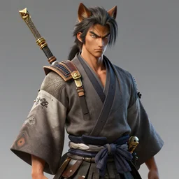 A handsome male kitsune samurai, visualartzi, Japanese, concept art by Karla Ortiz, James Paick, Charlie Bowater, Krenz Cushart, highly detailed, ultra detailed, ultra realistic, trending on artstation, cgstudio