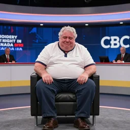 studio photo still of morbidly obese old don cherry, sad crying and depressed, alone in cbc studio, hockey night in canada tv host, minimal complexity, by greg rutkowski, cushart krentz, artgerm, ross tran, conrad roset, 4 k, hd, hdr