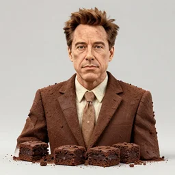 sculpture of robert downey jr made of brownie pieces