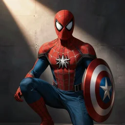 spiderman dressed as captain america