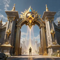 the gate to the eternal kingdom of uranium, fantasy, digital art, hd, detailed.