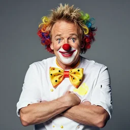 portrait photoshoot of Gordon Ramsay clown colorful