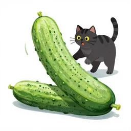 illustration cats are scared of cucumbers