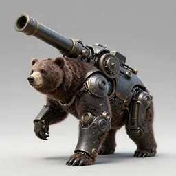 a giant bear with a giant cannon in his back, exoskeleton, technology, elegant,, highly detailed, digital painting, artstation, concept art, smooth, sharp focus, illustration, art by krenz cushart and artem demura and alphonse mucha