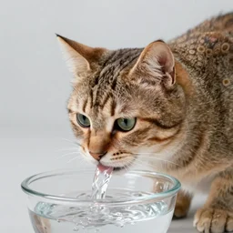 cat drinking water, 4k realistic photo