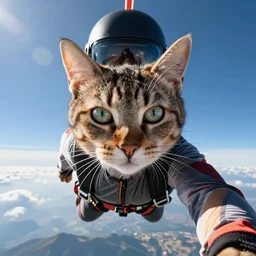 cat skydiving selfie