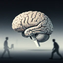 ( ( dither ) ), editorial illustration the human brain vs the machine brain, isometric, modern art deco, ( ( mads berg ) ), christopher balaskas, victo ngai, fine grain, cinematic, dynamic composition, wide angle, matte print, fog
