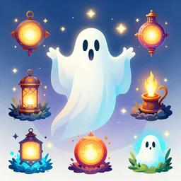 epic ghost, infographic with illustrations, glowing lights, epic fantasy, colorfully, digital art, highly saturated colors, concept art, detailed illustration, hd, 4 k, digital art, greg rutkowski, dan mumford, studio ghibli trending on artstation