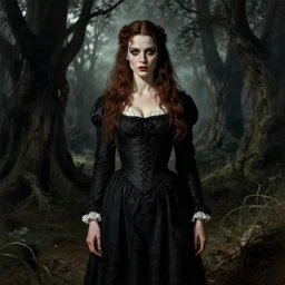 lucy westenra from bram stoker's dracula movie painted by norman rockwell, creepy, horror