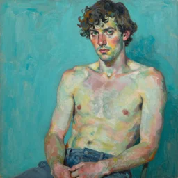 high quality high detail painting by lucian freud and jenny saville, hd, fightclub, turquoise