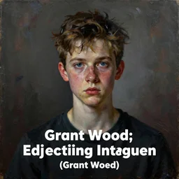 portrait of an edgy teenager in the style of grant wood!!!, internet, memes!, oil painting!!, dark, gritty, photorealistic!!, modern, artstation, award winning