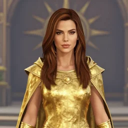 portrait of kate beckisale as cute girl in a gold mantle of the cleric of sun god, gta v cover art, borderlands style, fantasy medieval style, inn background, celshading, sharp focus, intricate, detailed, by rhads, andreas rocha, rossdraws, makoto shinkai, laurie greasley, lois van baarle, ilya kuvshinov and greg rutkowski, dynamic lighting, sharp focus, grunge aesthetic, 4 k