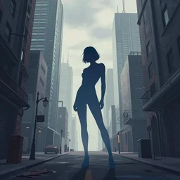 a beautiful and immaculate overcast futuristic isometric city. the silhouette of a stylish beautiful sean young as rachel standing in an alleyway. vaporwave ombre rendering. outrun style. trending on artstation. recommended for you behance. by chris moore. by edward hopper. beeple colors. ambient occlusion. digital matte painting. metropolis filmic. gotham city.
