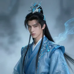 a hybrid exquisite black hair, handsome azure dragon prince, in the fog of magic light, digital painting, artstation, concept art, smooth, sharp focus, illustration, oriental, art by artgerm and greg rutkowski and alphonse mucha, 8 k