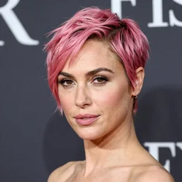 photo of a gorgeous Gal Gadot pink pixie cut hair by Mario Testino, detailed, waist-height crop, award winning, Sony a7R