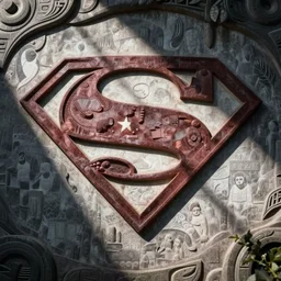superman logo, carved, haida gwaii