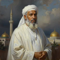 a detailed, hyper realistic painting of the prophet muhammad.